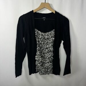 Y2K Apt. 9 Sweater Women Sz Medium 2-in-1 Mock Layered Top Faux Layered Cardigan